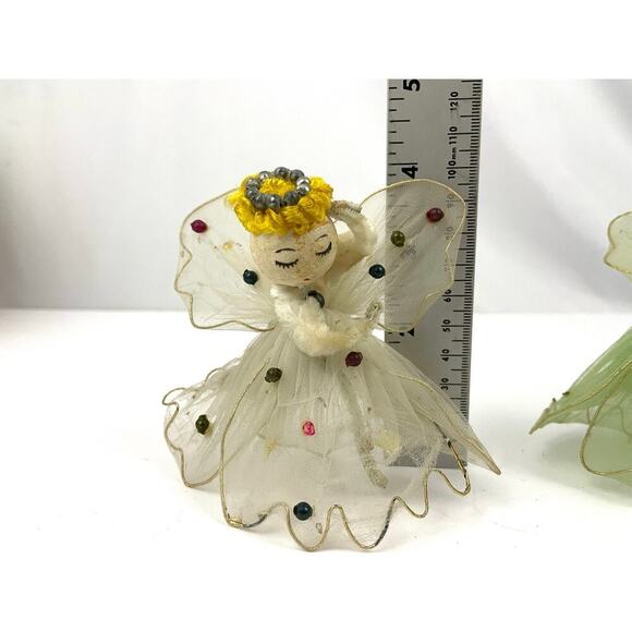 VTG Set of 4 Tulle Dress Violin Playing Angel Christmas Ornaments 1950s READ - Picture 3 of 16